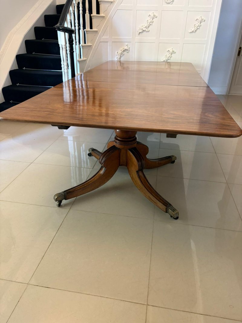 Outstanding Quality 16 Seater Antique George III Figured Mahogany Two Pilar Dining Table - Image 2